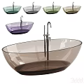 Transparent Bathtub Modern Style With Multiple Colors Like Purple Green Grey Brown And Chrome Faucet