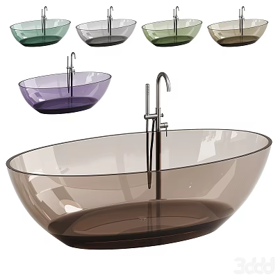 Transparent Bathtub Modern Style With Multiple Colors Like Purple Green Grey Brown And Chrome Faucet 3d model