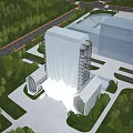 Aerial Planning Of Modern Building Complex With Geometric Design And Surrounding Greenery Roads Plaza
