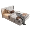 Modern Single Bed With Simple Headboard Comfortable Pillows And Soft Blanket