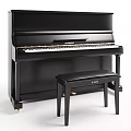 Black Yamaha Upright Piano With Matching Black Bench Classic Musical Instrument