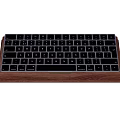 Stylish Modern Computer Keyboard With Wooden Base And Black Keys
