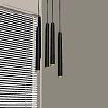 Modern Black Pendant Lights With Golden Accents Hanging Near Window With Blinds