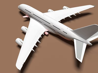 White Airplane Model With Four Engines Wings And Fuselage On Brown Background 3d model