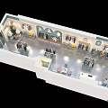 Modern Clothing Store Interior With Hanging Clothes Display Racks Polka Dot Dresses And Mannequins
