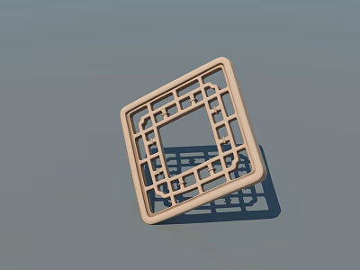 Light Wooden Decorative Square Frame With Intricate Lattice Design For Modern Home 3d model