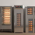 Commercial Stainless Steel Kitchen Ovens with Multiple Layers of Baked Goods for Professional Baking