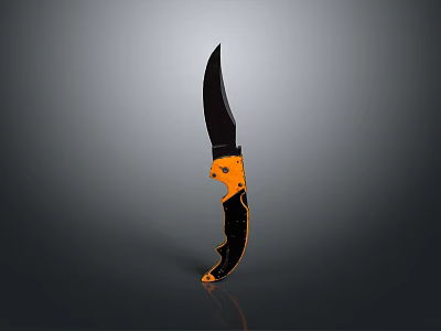 Tactical Weapon Knife With Black Blade And Orange Black Handle Design 3d model