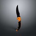 Tactical Weapon Knife With Black Blade And Orange Black Handle Design