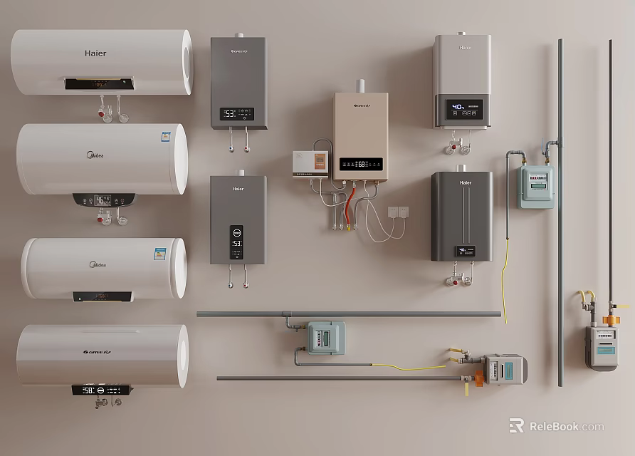 Various Wall Mounted Daily Electrical Appliances Including Water Heaters and Devices for Home Use 3d model 