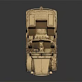 Vintage Military Jeep Model In Beige With Open Top Large Tires And Weathered Texture