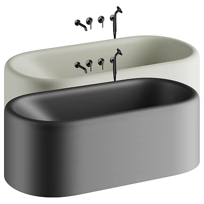 Stylish Bathtubs With Faucets In Light And Dark Color Schemes 3d model
