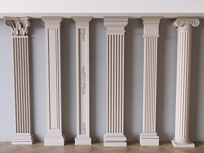 Classical Columns In Various Styles With Ornate Capitals And Fluted Surfaces 3d model