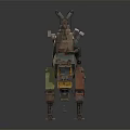 Dual Mechanical Rabbit Robots With Colorful Vintage Armor And Weapon Attachments