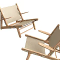 Modern Wooden Frame Leisure Chair With Woven Textile Seat And Comfortable Armrests