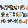 Multiple Collectible Character Dolls With Various Robot Animal And Cartoon Designs