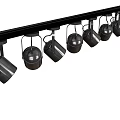 Black Track Mounted Downlights And Spotlights With Adjustable Heads For Ceiling Use 3d model