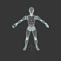 White Humanoid Robot With Blue Eyes And Outstretched Limbs Against Black Background