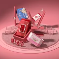 Pink Themed Women's Day Daily Necessities with Colorful Gift Boxes and Decorative Packaging