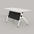 Modern Simple Conference Table With White Tabletop Black Folding Legs And Wheels 3d model