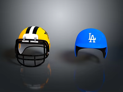 Yellow Black White And Blue Sports Helmets With LA Logo Design For Daily Use 3d model