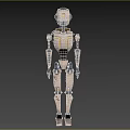 Game Movie Character Mechanical Robot With White Black Body And Gold Accents