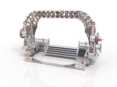 Intricate Architectural Model With Arch Structure Steps Railings And Decorative Details 3d model