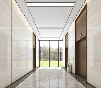 modern elevator hall elevator car 3d model