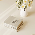 Cream Style Floral Vase Flower Books 3d model