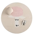 Beige Round Rug With Cute Cartoon Sheep Design For Kids Room Decor