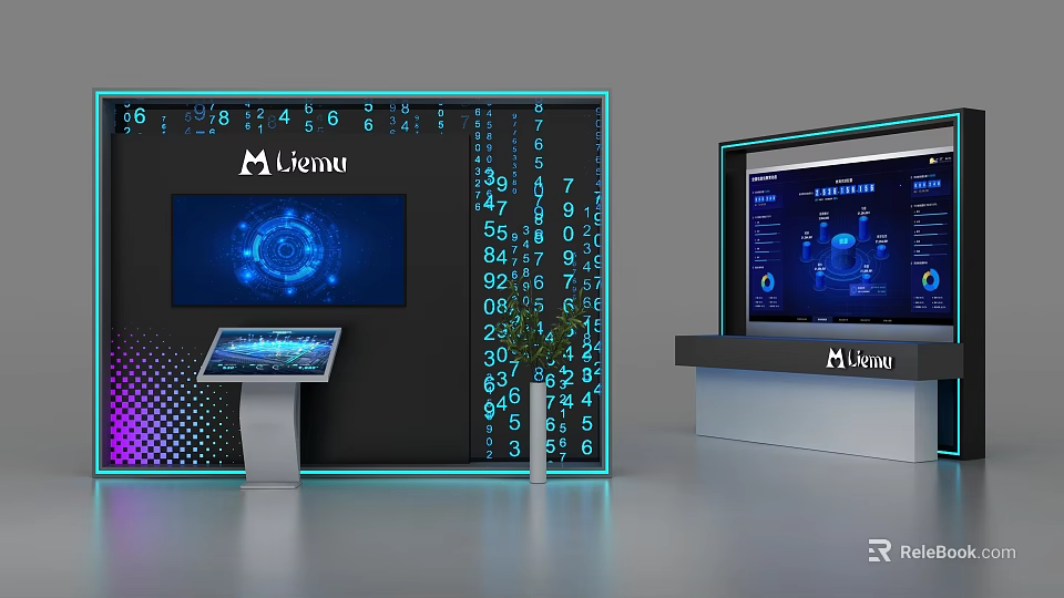 Linuu Smart Commercial Equipment With Digital Display Screens And Data Charts 3d model 