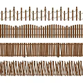 Various Wooden Fences With Different Design Styles And Decorative Patterns 3d model