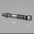 Silver Metal Lightsaber Weapon With Detailed Mechanical Design And Reflective Surface