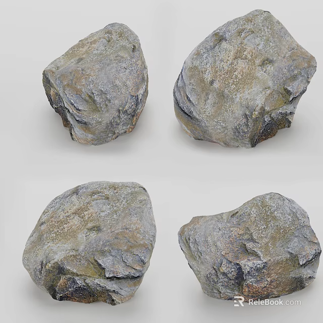 Natural Stone and Wood Elements with Multiple Textured Surfaces and Shapes 3d model