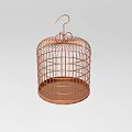 Copper Metal Birdcage With Hanging Hook And Round Base Design 3d model