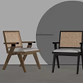 POUIFORM Leisure Chairs With Wicker Backrests Wooden And Black Frames Upholstered Seats
