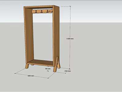 Wooden Floor Standing Clothes Hanger With 180cm Height 60cm Width And 30cm Depth 3d model