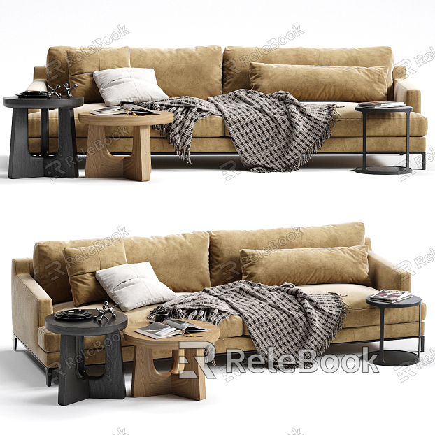 Modern Double Sofa Double Sofa Coffee Table Side Table model