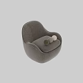 Comfortable Beige Plush Fabric Single Sofa with Rounded Design and Swivel Base