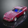 Red Vintage Sports Car With Blue Interior And Glossy Body Reflection