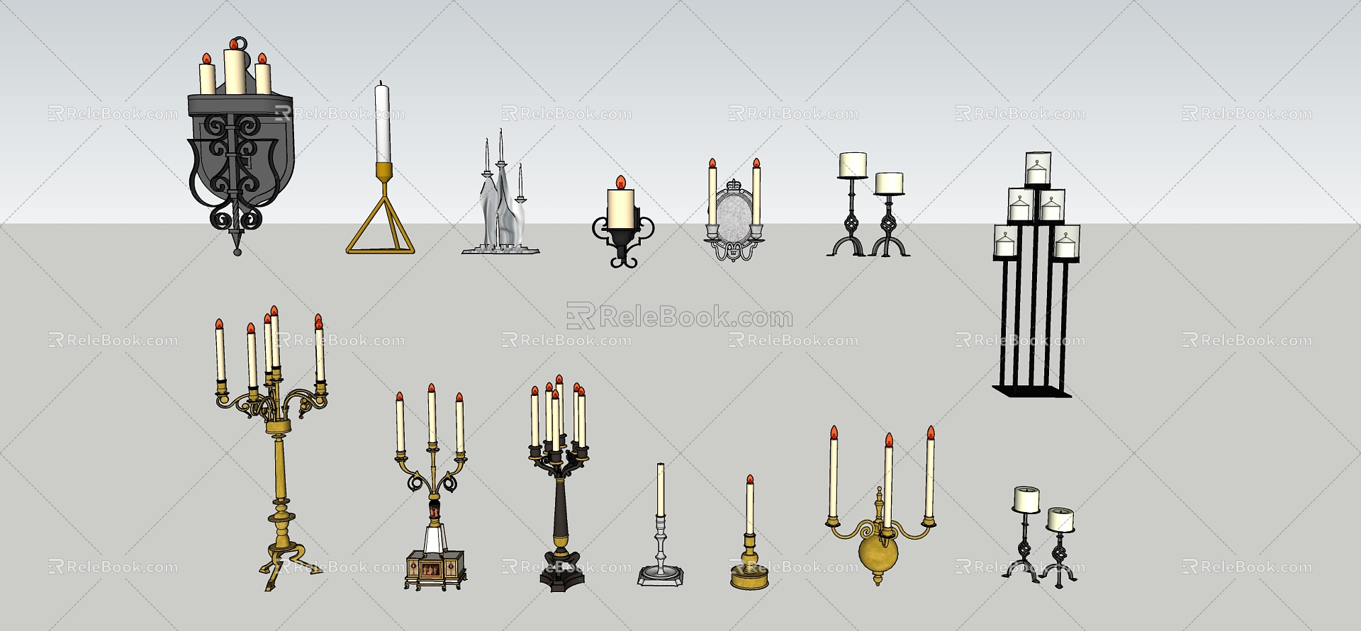 European-style Candlestick Ornaments Candle Lamps Fire model