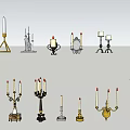 Various Decorative Candle Lamps With Different Designs And Metal Bases For Interior Decor