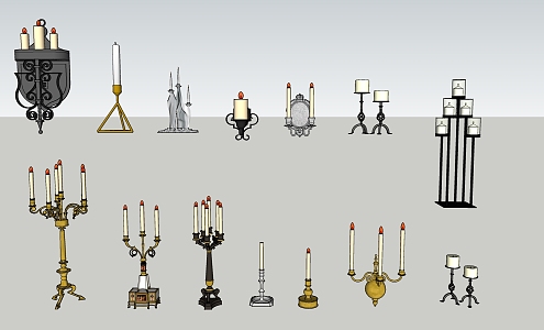 European-style Candlestick Ornaments Candle Lamps Fire 3d model