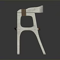 Modern white woven chair with orange padded seat and stylish armrest design