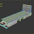 Silver Flatbed Trailer Design With Long Platform Multiple Wheels And Lights