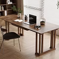 Cozy Home Office Workspace With Wooden Desk Laptop Headphones Black Chair Bookshelf And Potted Plant