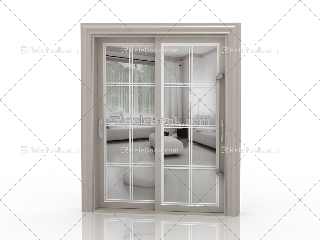 Jianou solid wood door interior door door 3d model