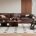 Middle Ancient Style Sofa Coffee Table Combination Single Sofa Coffee Table 3d model