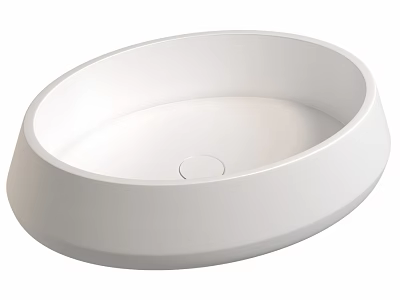White Modern Oval Bathroom Washbasin With Smooth Sleek Surface Design 3d model