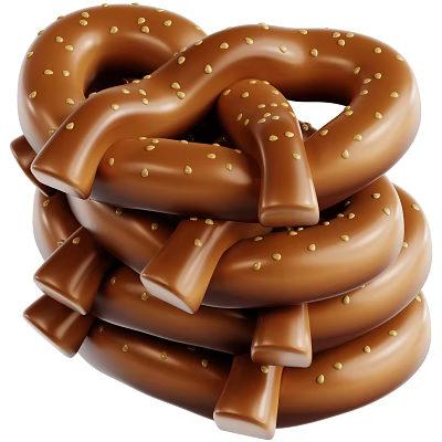 Fresh Stacked Chocolate Coated Pretzels With Golden Seeds And Shiny Glaze 3d model